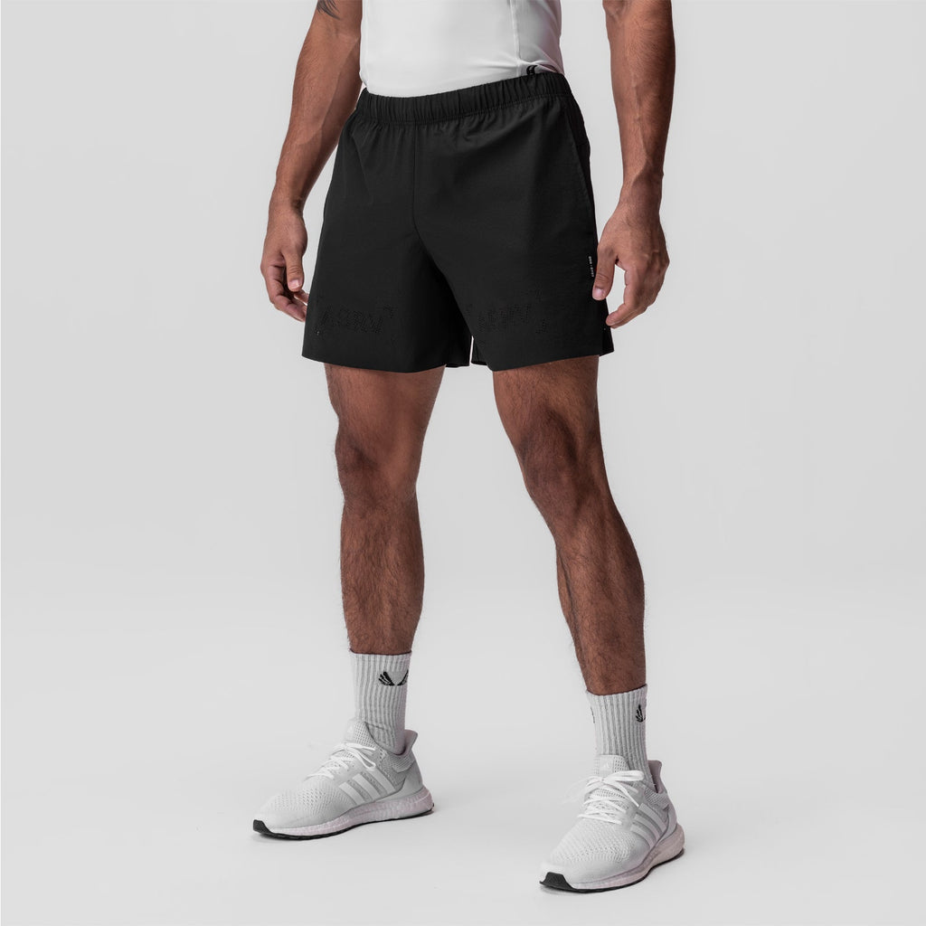 0737. Ripstop 6" Perforated Short - Black