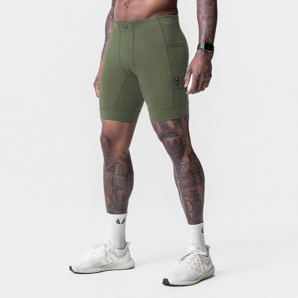 0746. WarpFlexx® Side Pocket 1/2-Length Legging - Olive