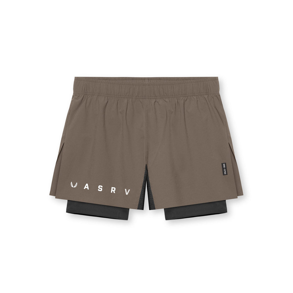 0752. Ripstop 3" High Split Liner Short - Deep Taupe/Black
