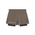 0752. Ripstop 3" High Split Liner Short - Deep Taupe/Black