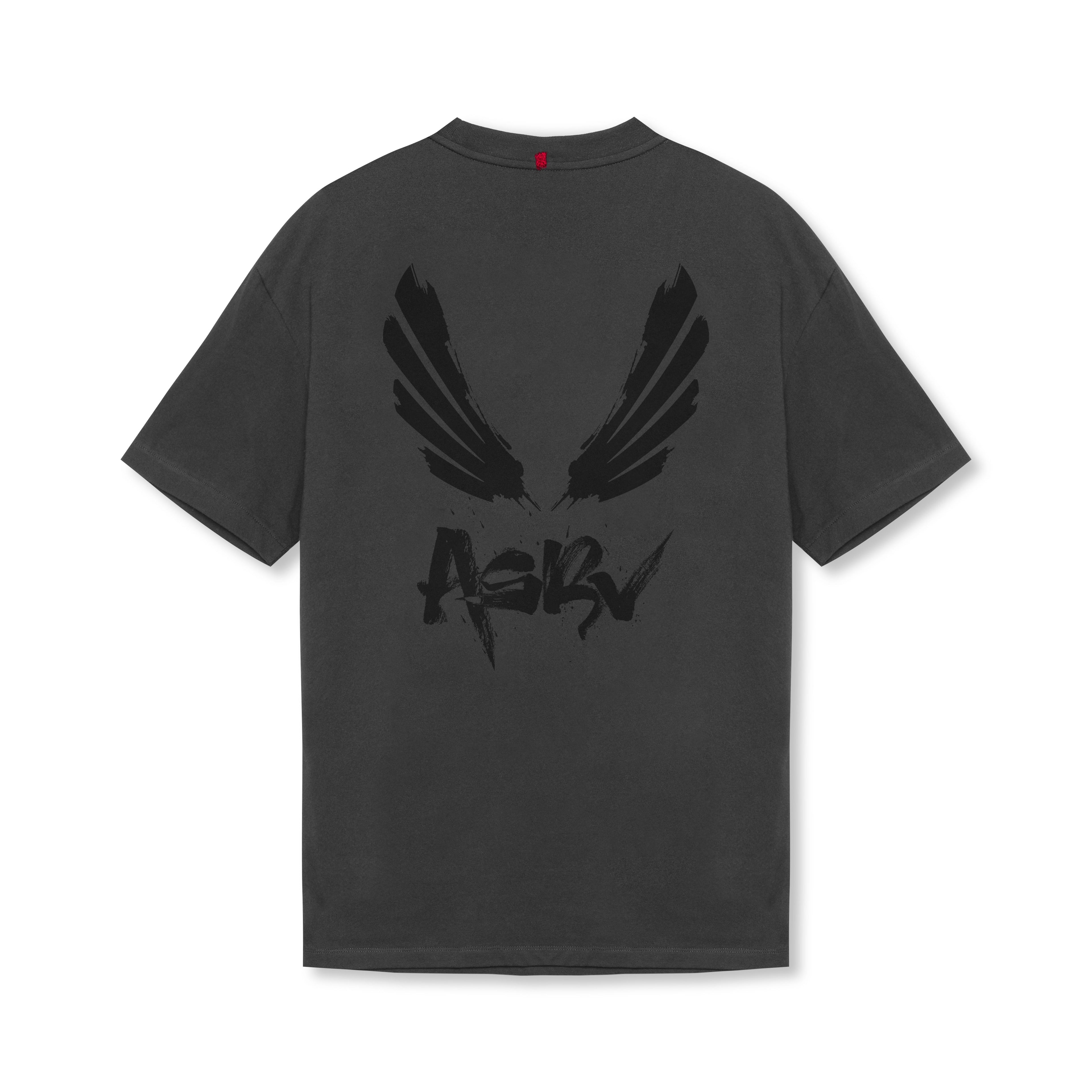 0797. Tech Essential™ Relaxed Tee - Space Grey/Black "Brush Wings/ASRV"