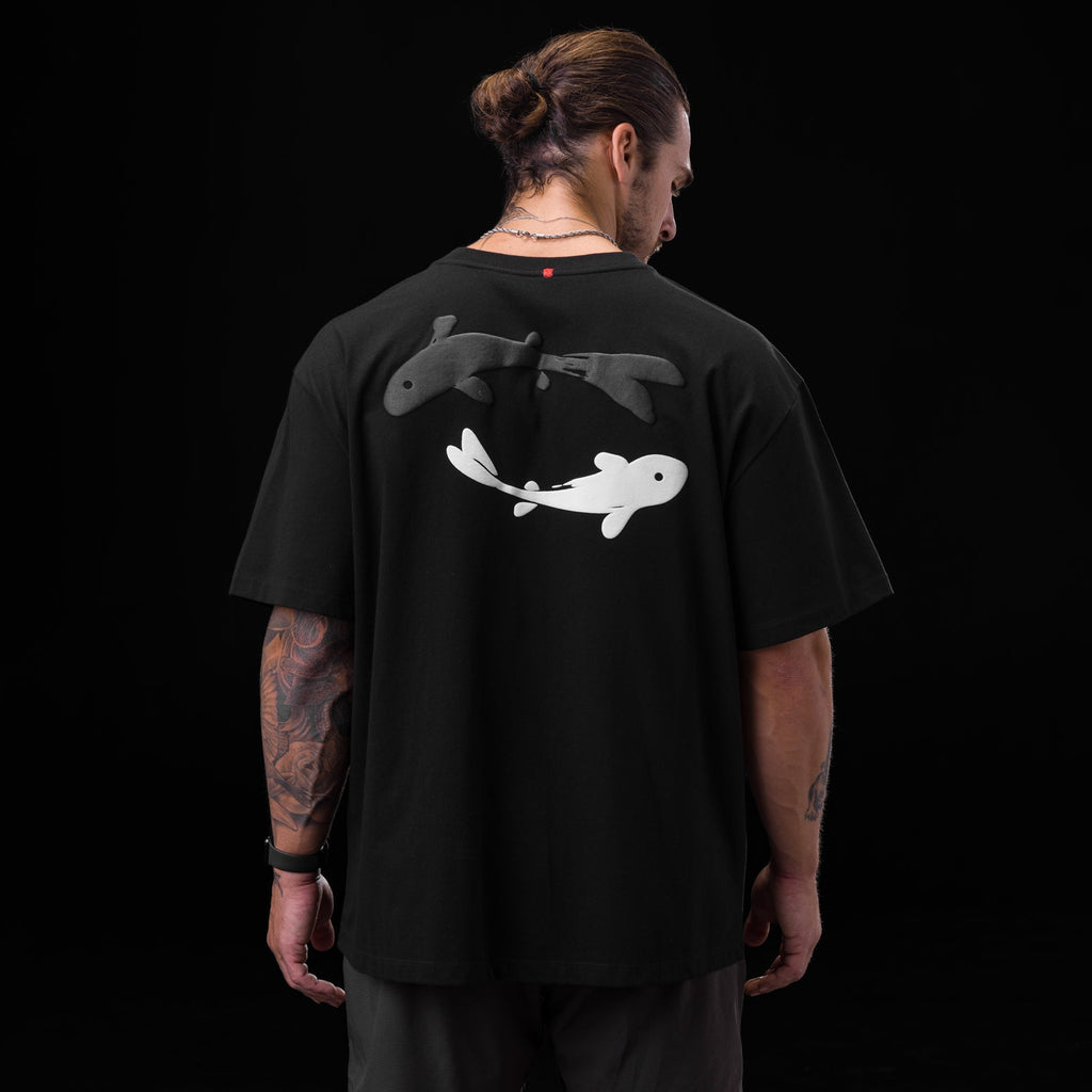 0797. Tech Essential™ Relaxed Tee - Black "Koi"