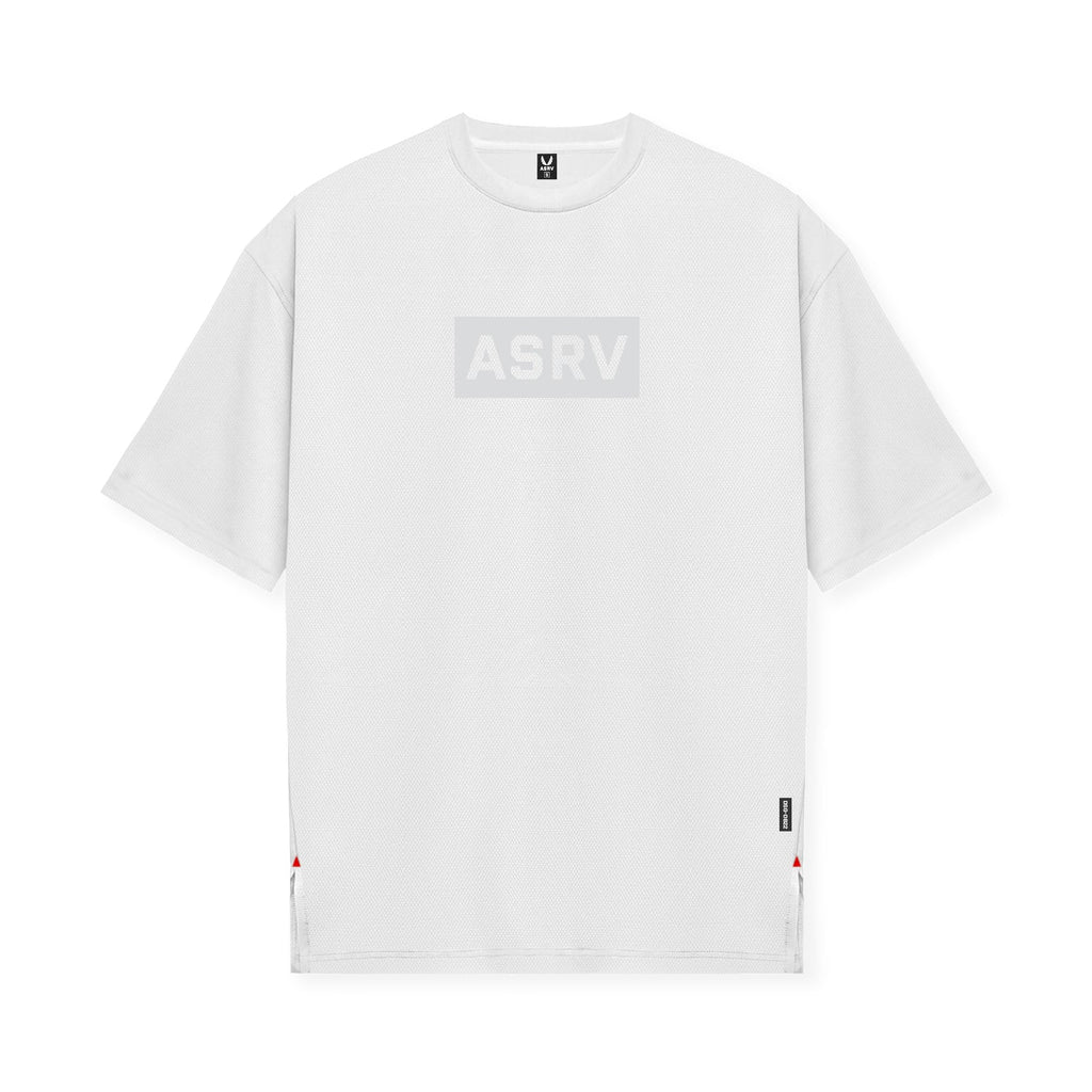 0822. AeroSilver® Oversized Tee - White "Box Logo"