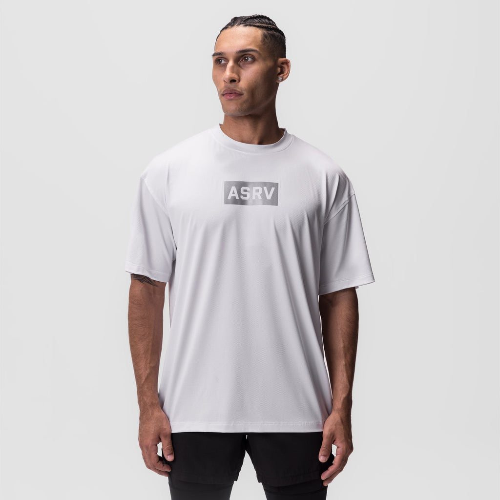 0822. AeroSilver® Oversized Tee - White "Box Logo"