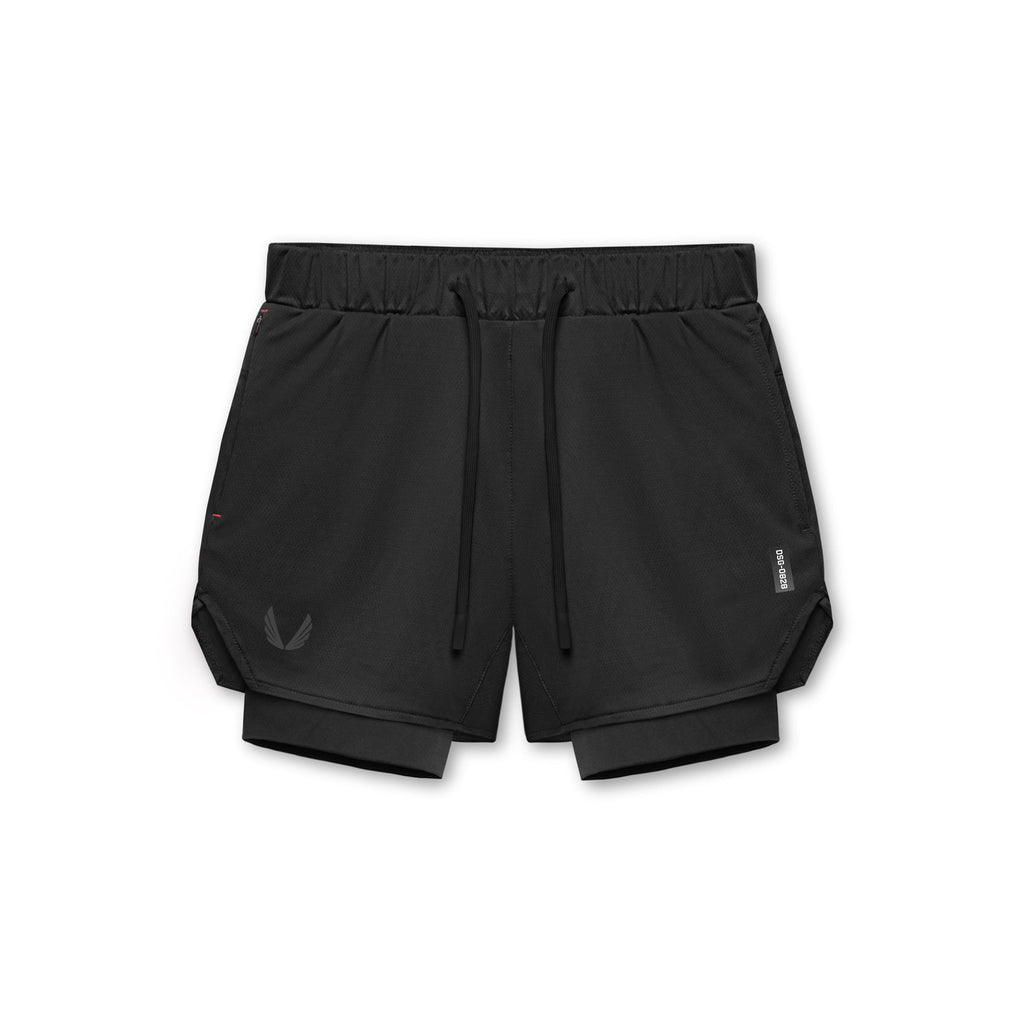 0828. AeroSilver® 5" Liner Short - Black "Wings"/Black