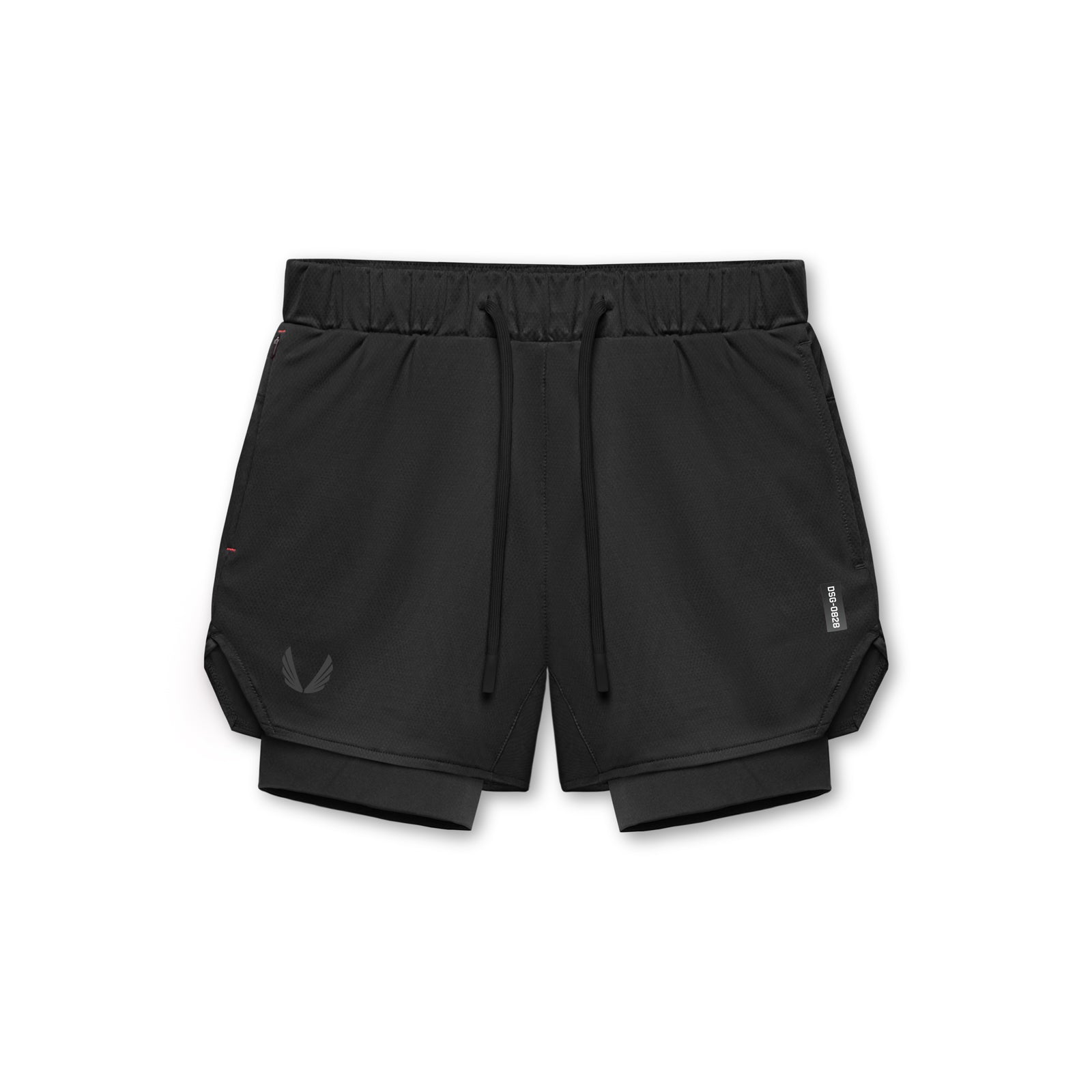 0828. AeroSilver® 5" Liner Short - Black "Wings"/Black