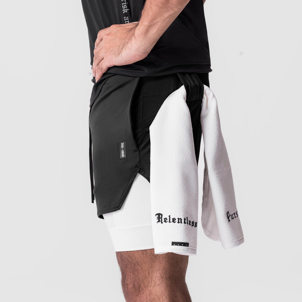 0828. AeroSilver® 5" Liner Short - Black "Wings"/White