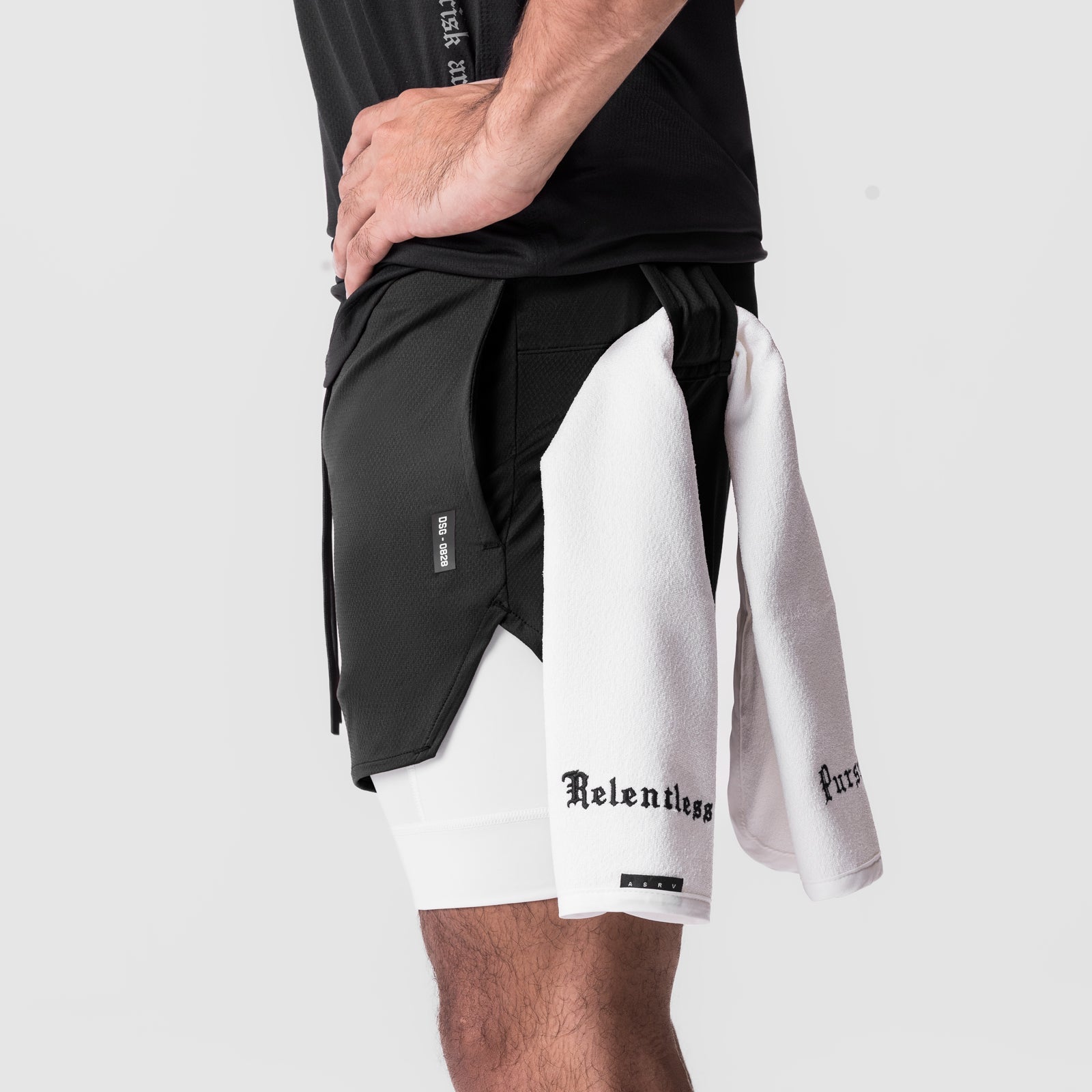 0828. AeroSilver® 5" Liner Short - Black "Wings"/White