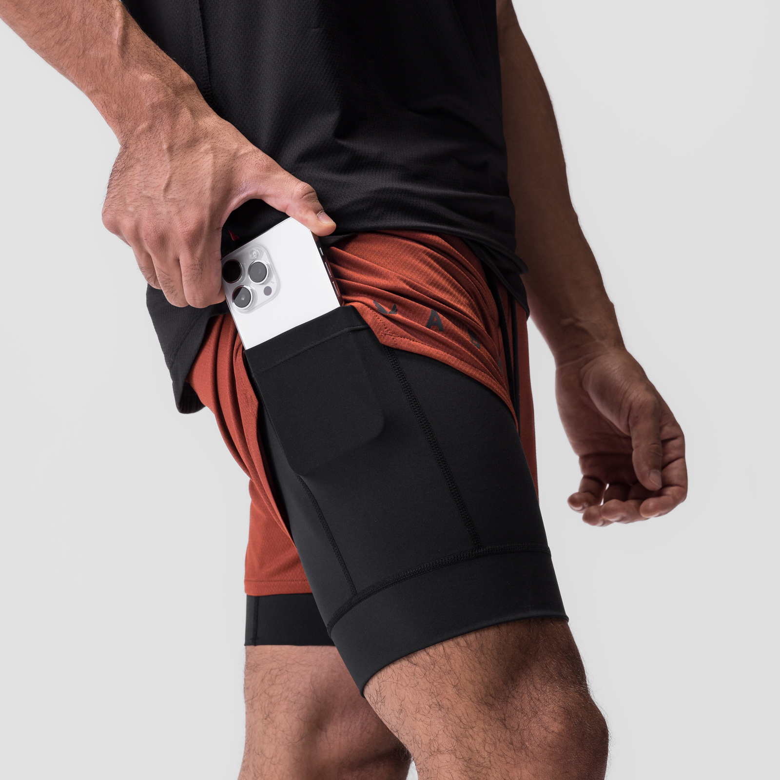 0828. AeroSilver® 5" Liner Short - Brick "Classic"/Black