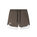 0828. Silver-Lite™ 5" Liner Short - Deep Taupe "Wings"/White