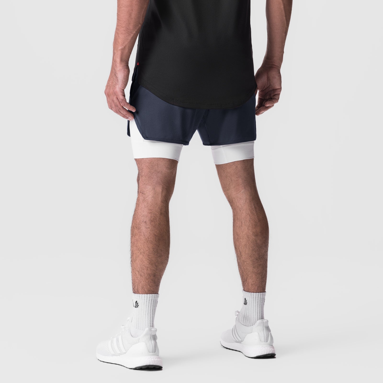 0828. AeroSilver® 5" Liner Short - Navy "Wings"/White