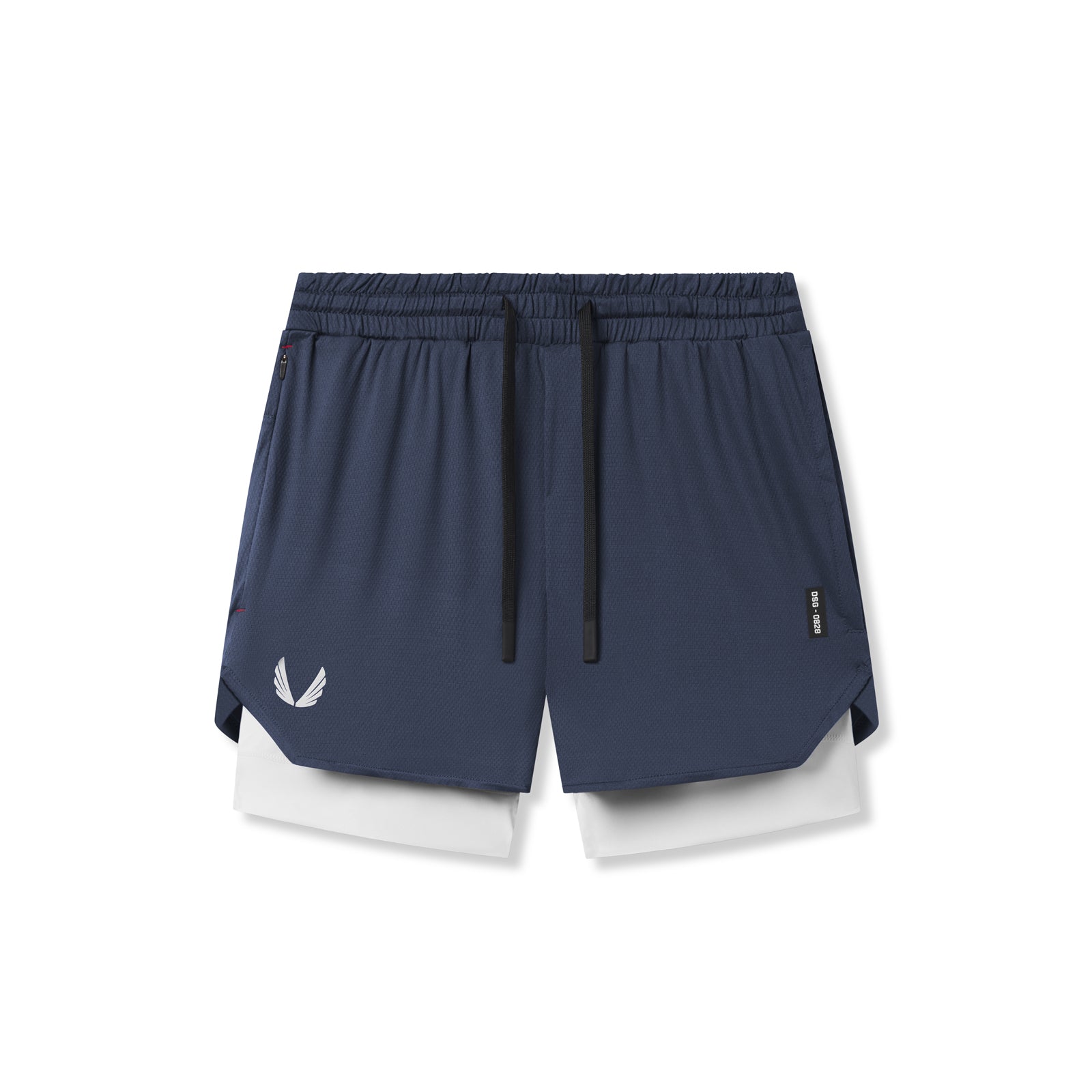 0828. Silver-Lite™ 5" Liner Short - Navy "Wings"/White