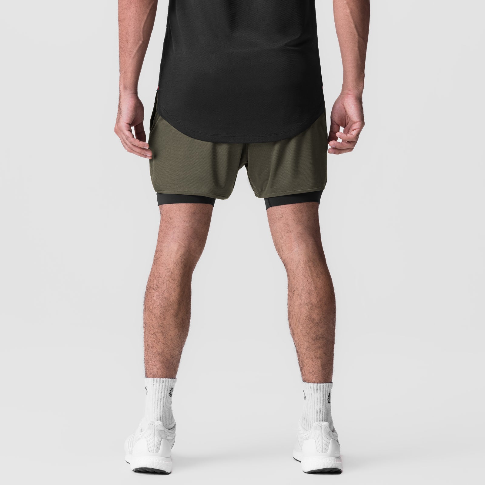 0828. AeroSilver® 5" Liner Short - Olive "Wings"/Black