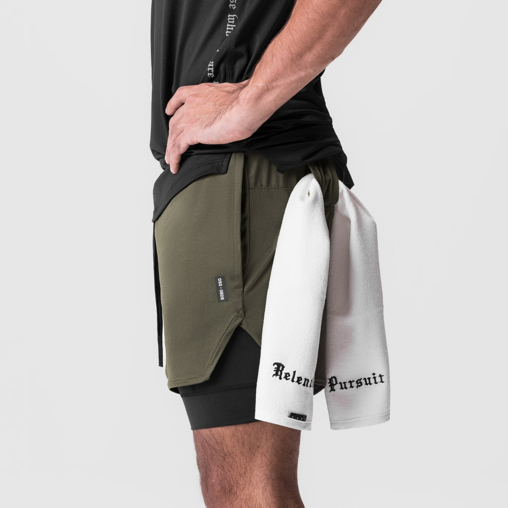 0828. AeroSilver® 5" Liner Short - Olive "Wings"/Black
