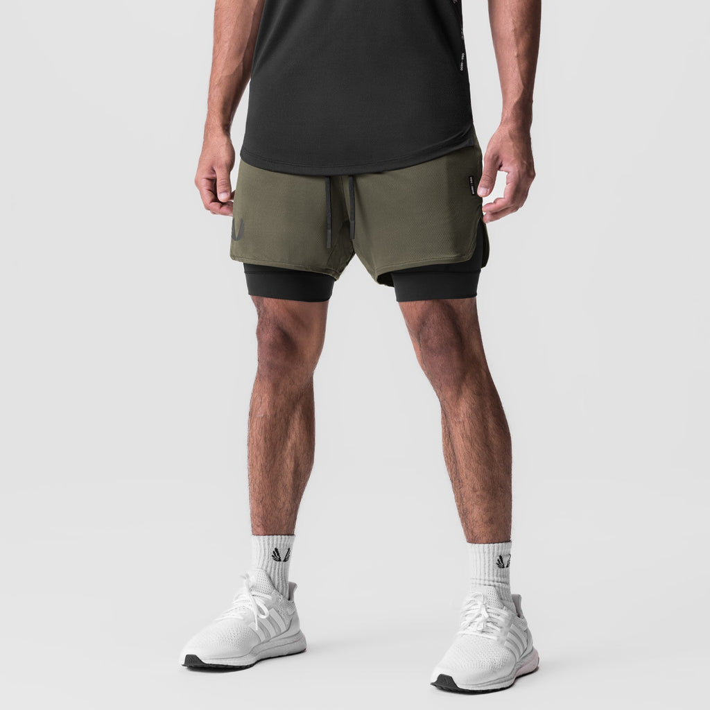 0828. AeroSilver® 5" Liner Short - Olive "Wings"/Black