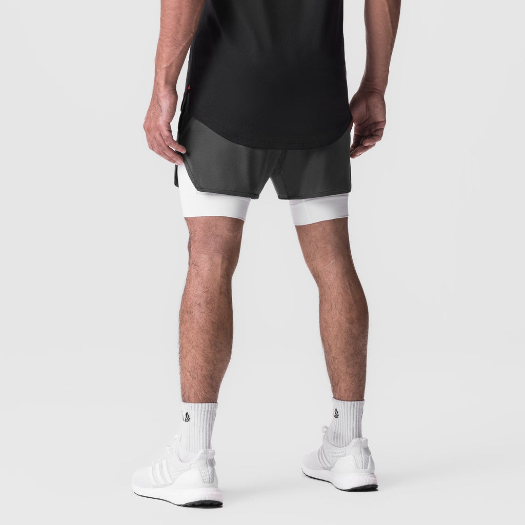 0828. AeroSilver® 5" Liner Short - Space Grey "Wings"/White