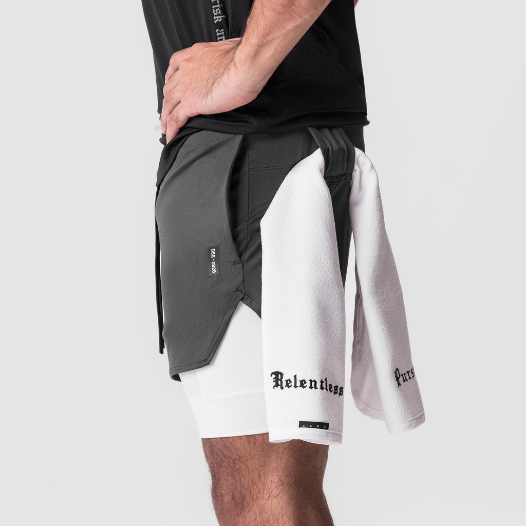 0828. AeroSilver® 5" Liner Short - Space Grey "Wings"/White