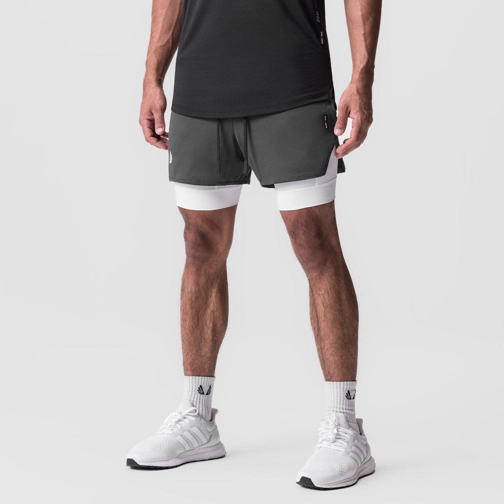 0828. Silver-Lite™ 5" Liner Short - Space Grey "Wings"/White