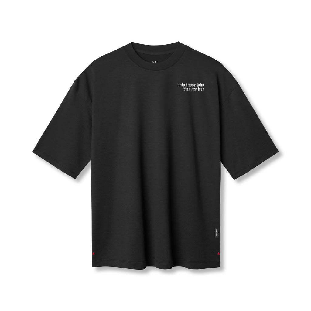 0841. 3D-Lite® 2.0 Lycra® 3/4-Sleeve Oversized Tee - Black "Brush Wings"