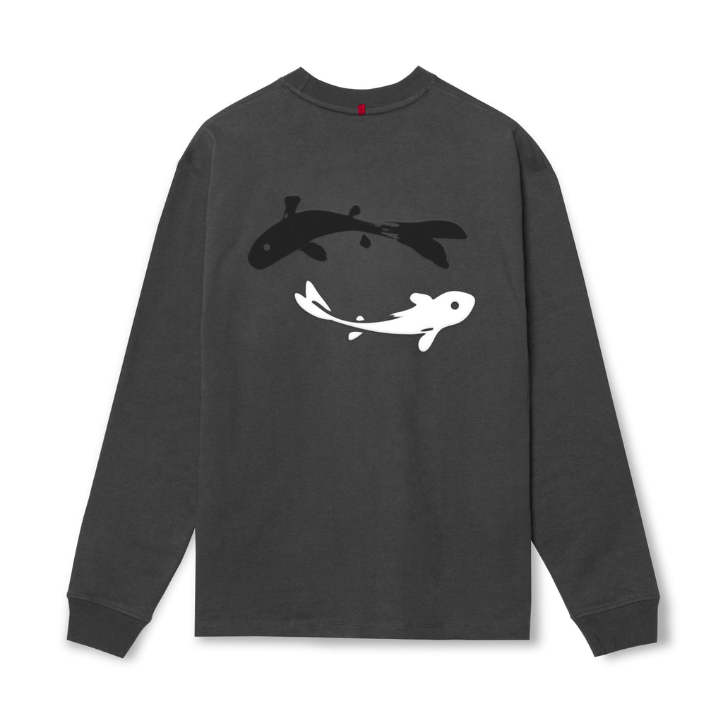 0851. Tech Essential™ Relaxed Long Sleeve - Space Grey "Koi"
