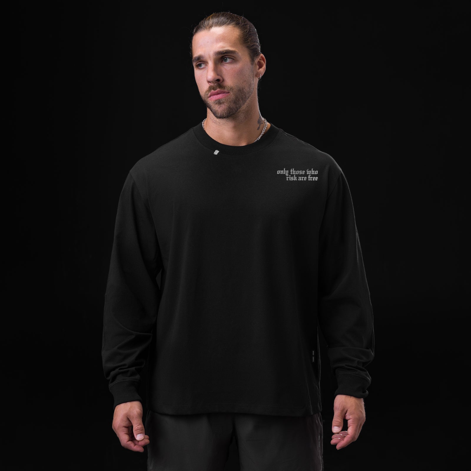 0851. Tech Essential™ Relaxed Long Sleeve - Black "Brush Wings/ASRV"