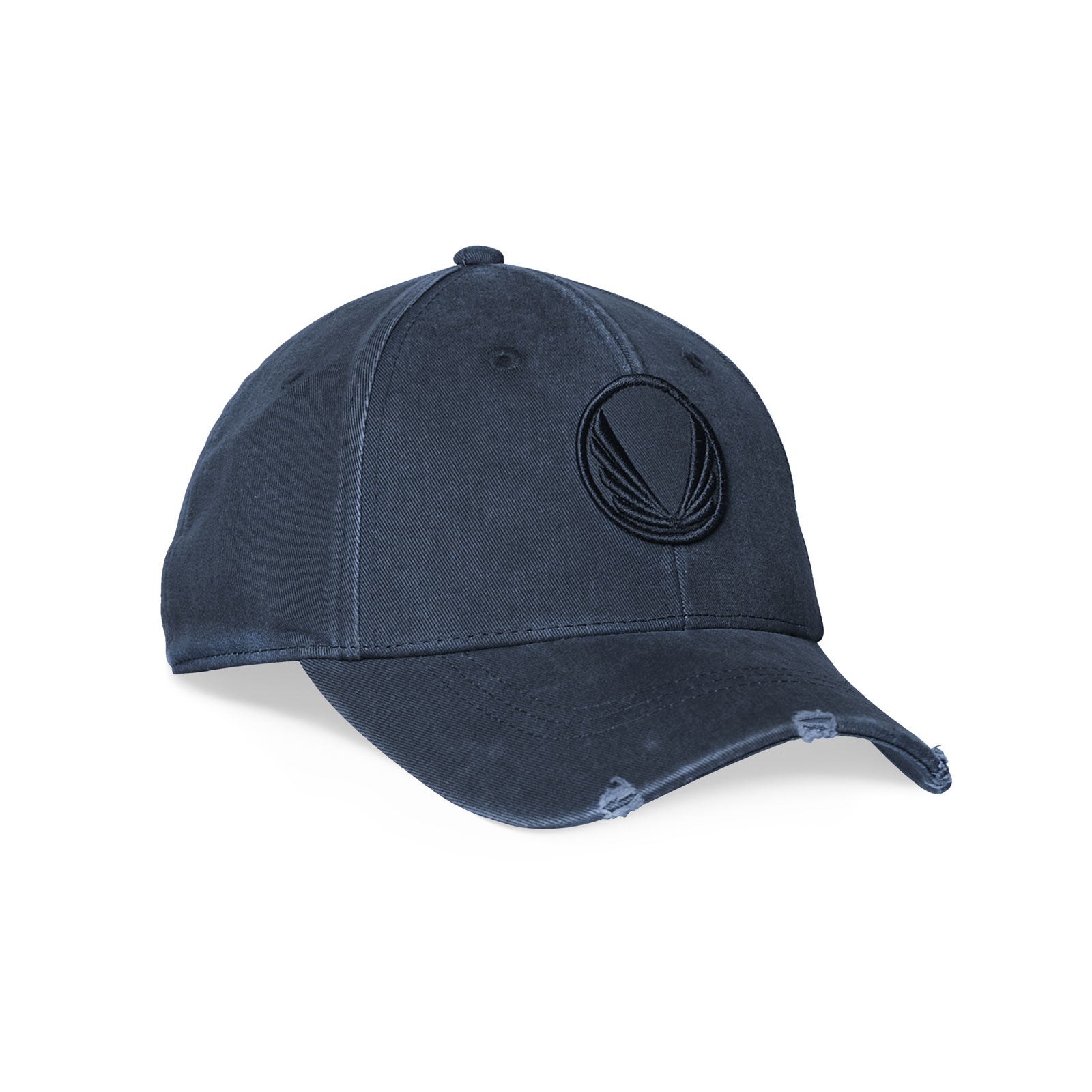 0856. Distressed Patch Logo Hat - Navy/Navy "Wings"