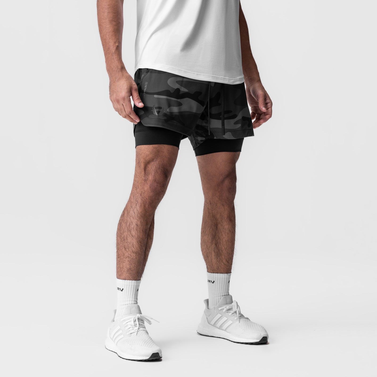 0865. Tetra-Lite® 5" Liner Short - Black Camo "Wings"/Black