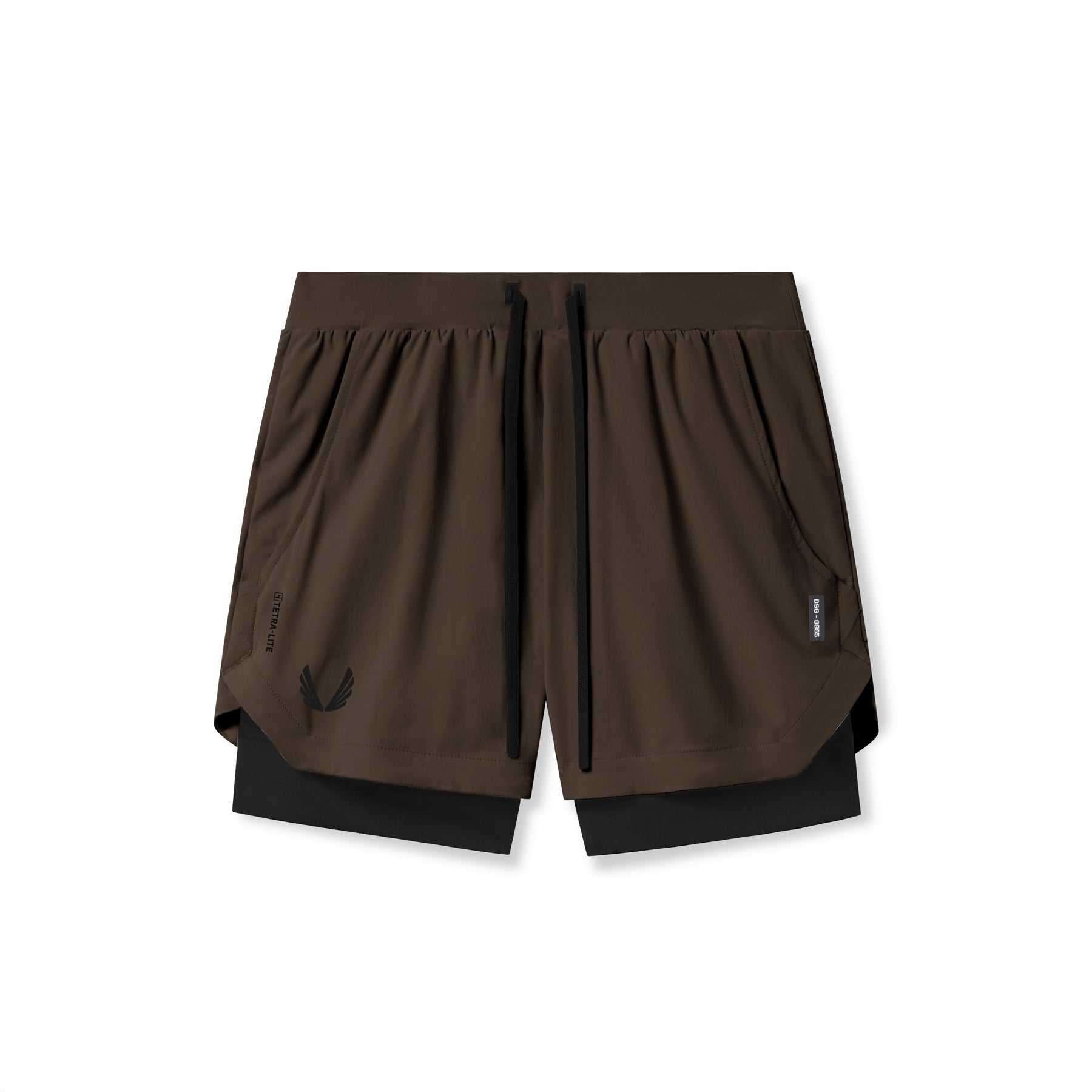 0865. Tetra-Lite® 5" Liner Short - Dark Earth "Wings"/Black