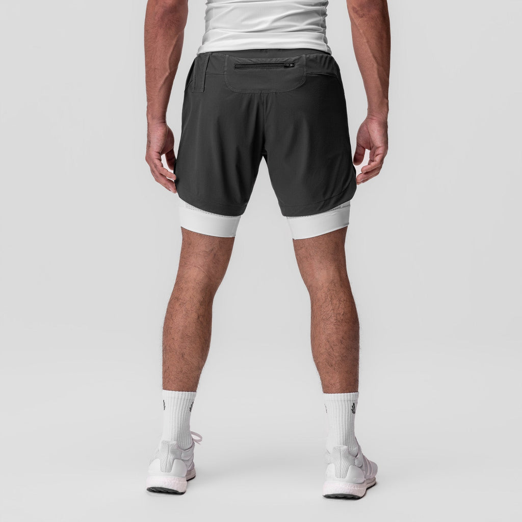 0866. Tetra-Lite® 7" Liner Short - Space Grey "Cyber"/White