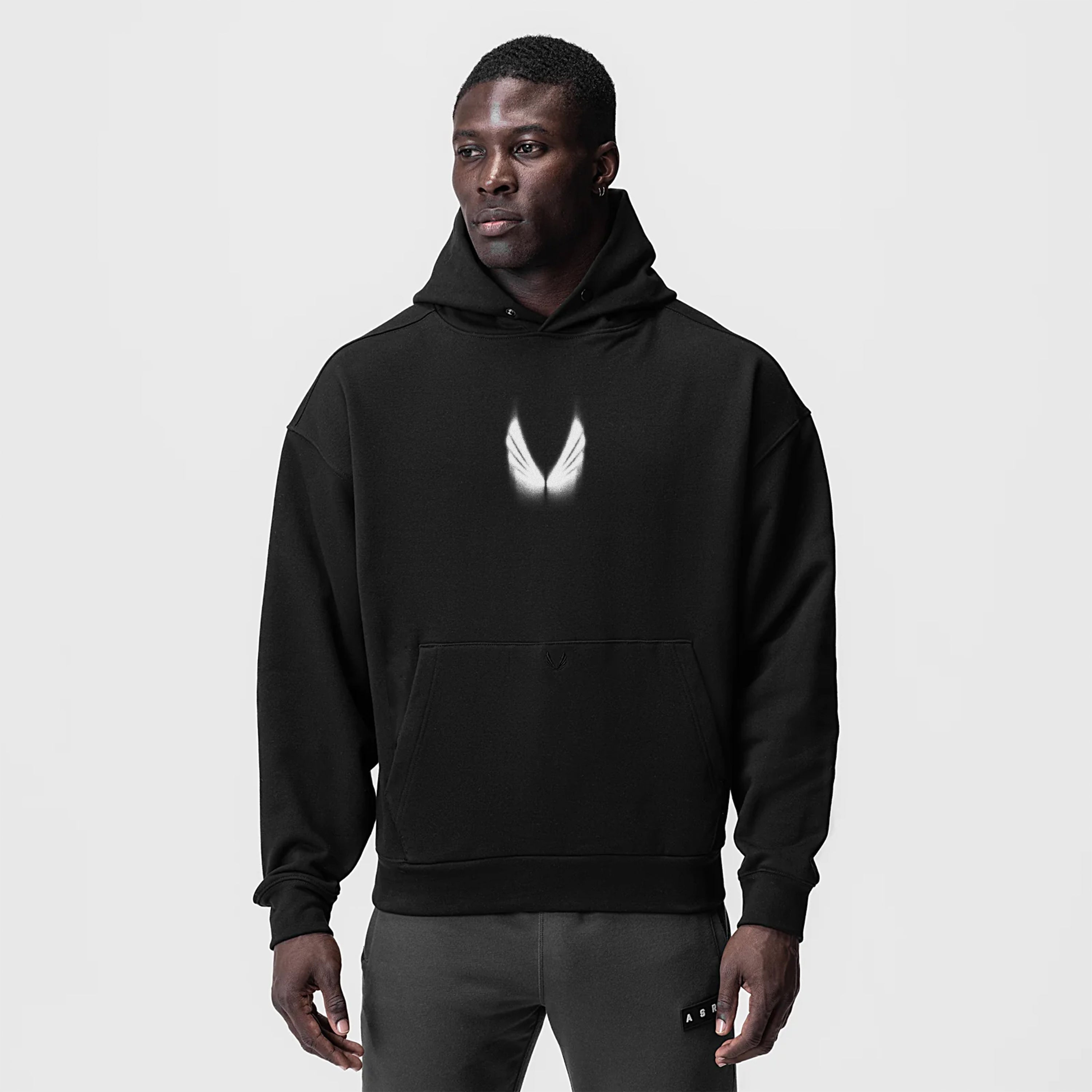 0874. Tech-Terry™ Zip Pocket Hoodie - Black "Motion Blur"