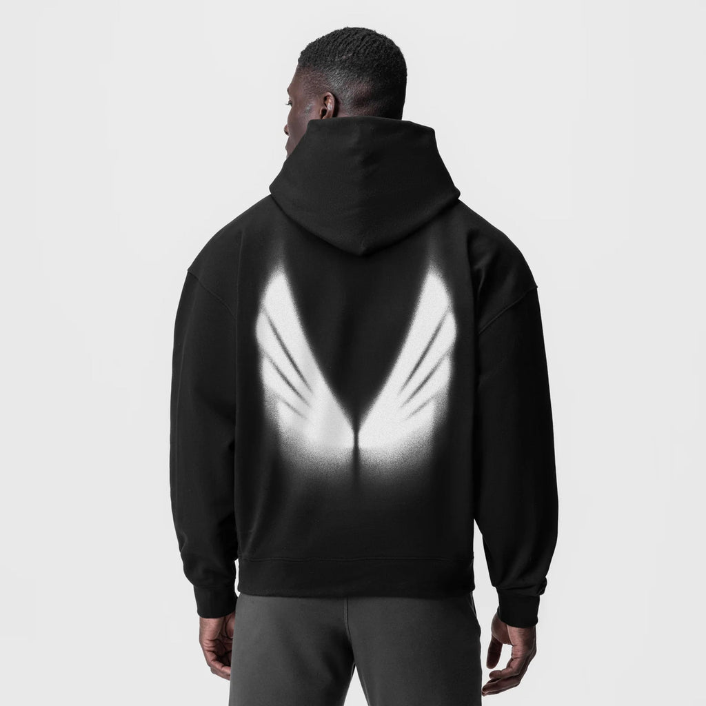0874. Tech-Terry™ Zip Pocket Hoodie - Black "Signal Lost"