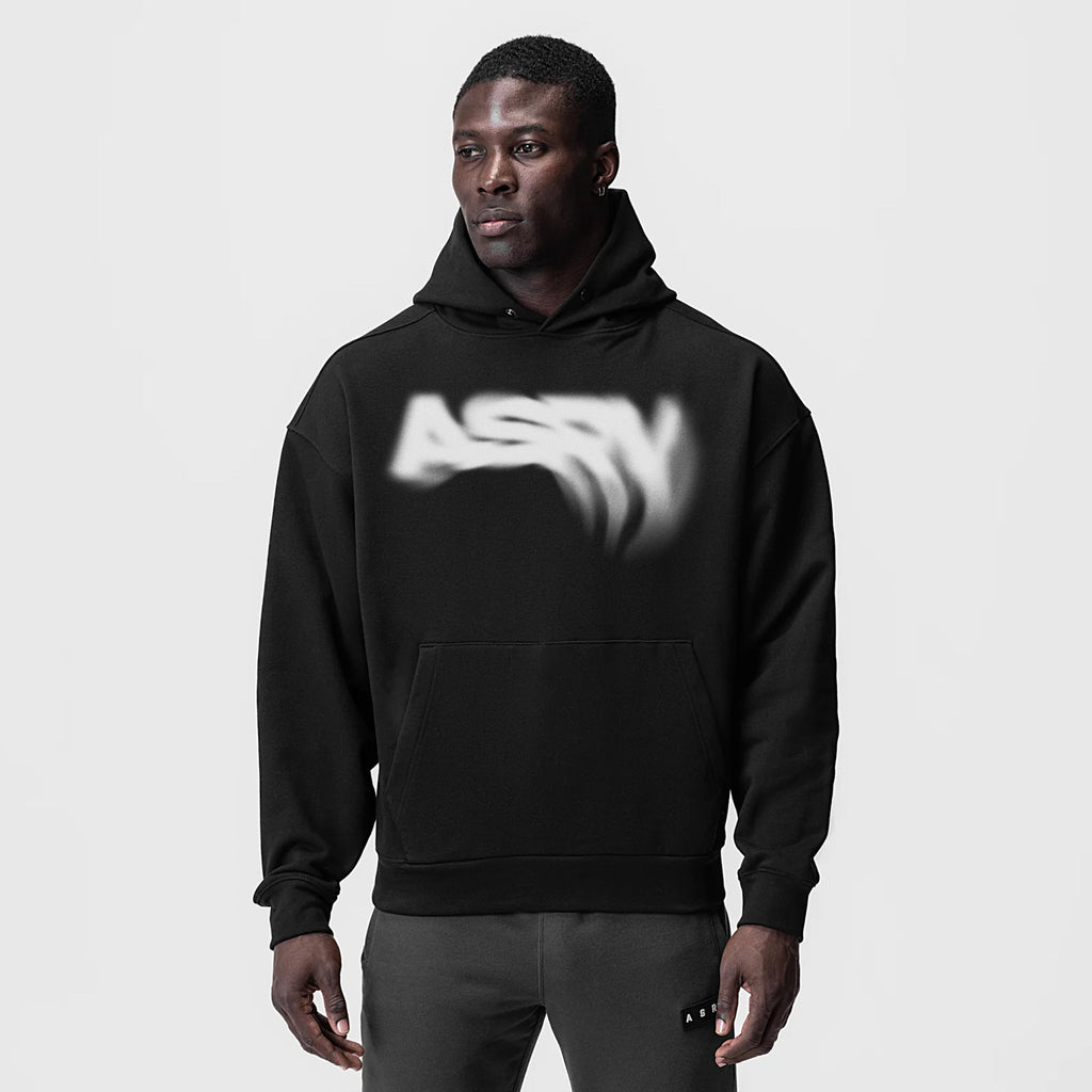 0874. Tech-Terry™ Zip Pocket Hoodie - Black "Signal Lost"