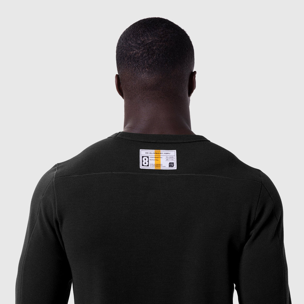 1112. Waffle Knit Longsleeve - Black