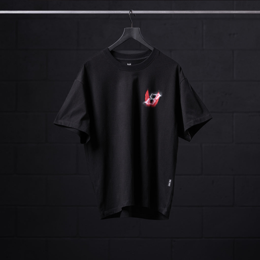 0797. Tech Essential™ Relaxed Tee - Black "Infinite Mindset"
