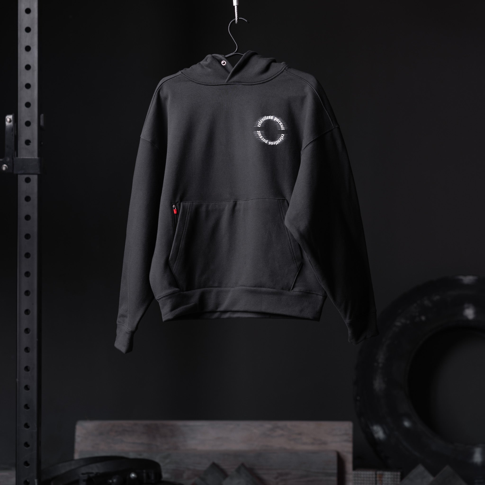 0874. Tech-Terry™ Zip Pocket Hoodie - Black "RP Blur"
