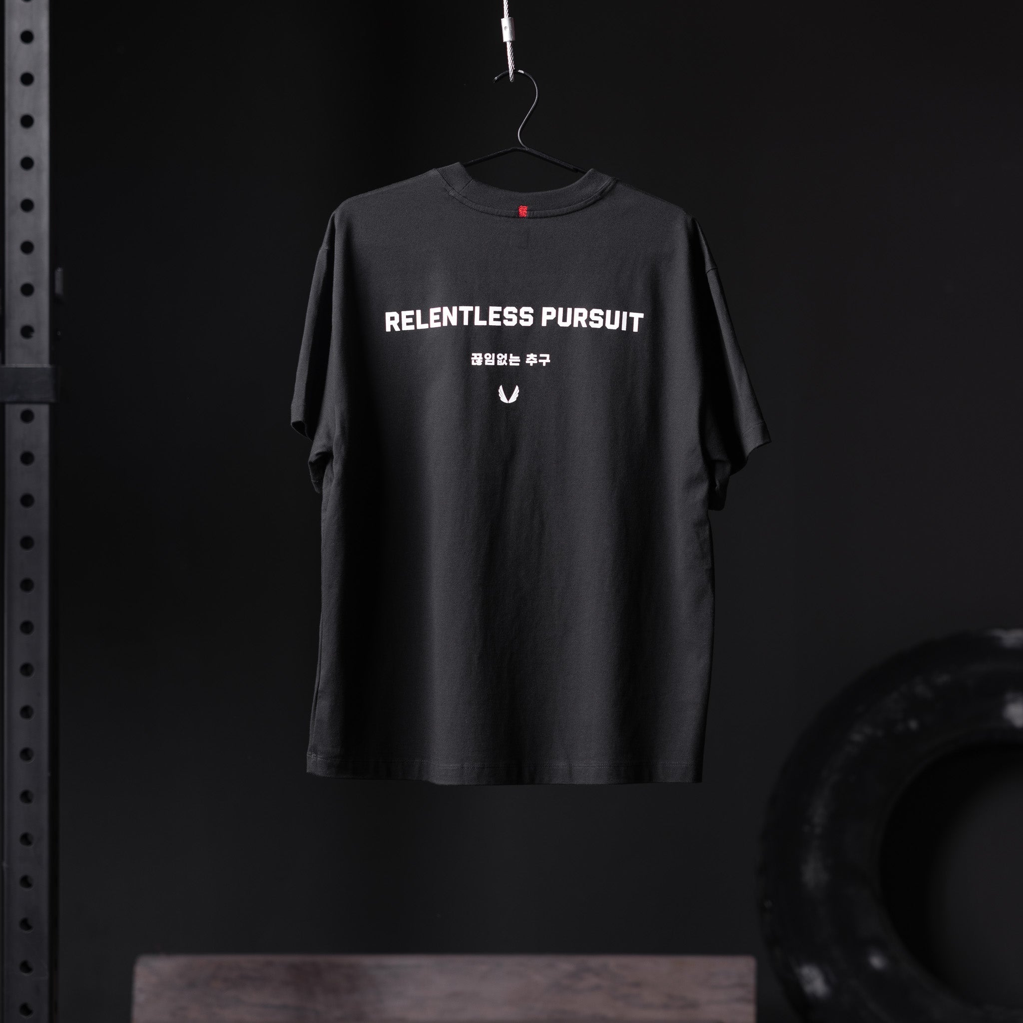 0797. Tech Essential™ Relaxed Tee - Black "RP Wings Stack"