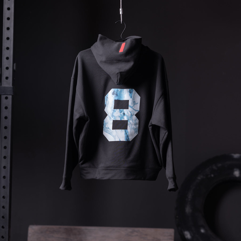 0874. Tech-Terry™ Zip Pocket Hoodie - Black "Marble 8"