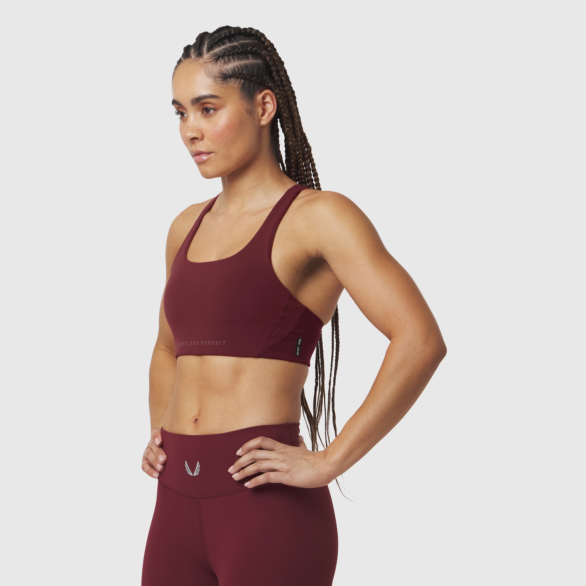 W039. LYCRA® Hybrid Sports Bra - Crimson