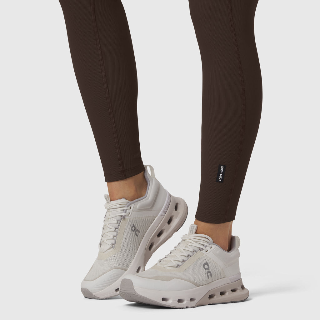 W071. LYCRA® Ribbed Legging - Dark Earth