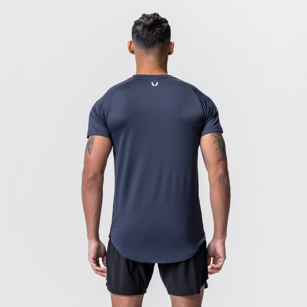 0660. AeroSilver® Established Tee - Navy "Box Logo"