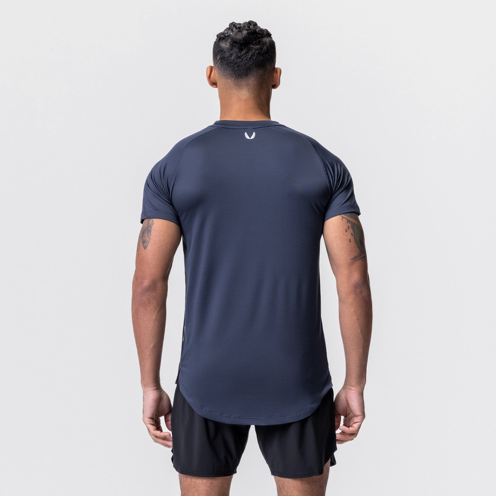 0660. AeroSilver® Established Tee - Navy "Box Logo"