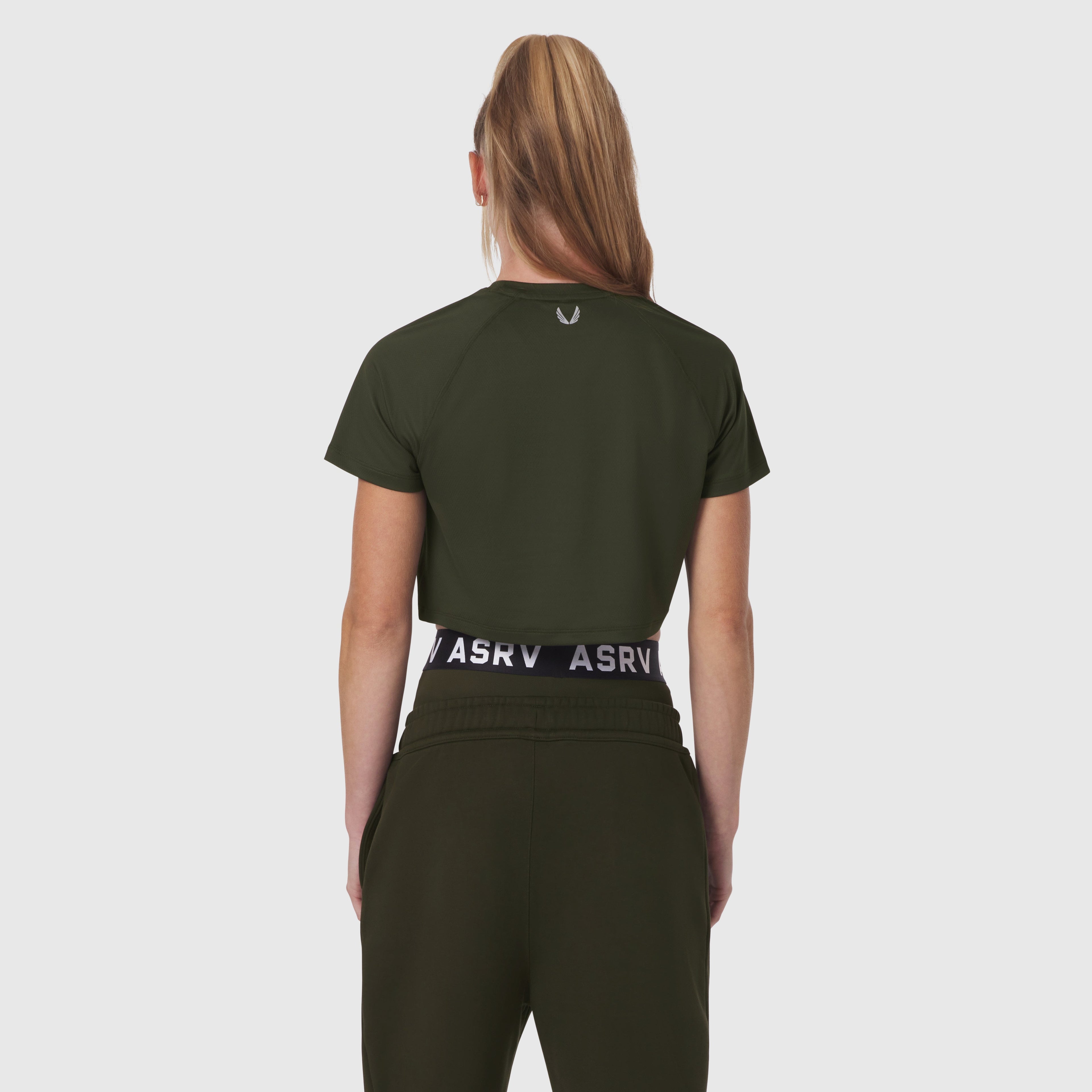 W018. AeroSilver® Cropped Tee - Olive