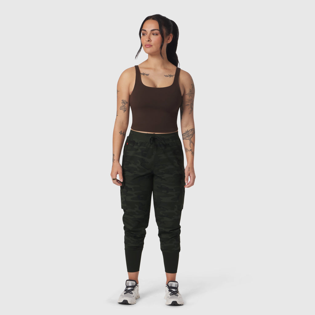 W022. LYCRA® 2-in-1 Tank Top - Dark Earth
