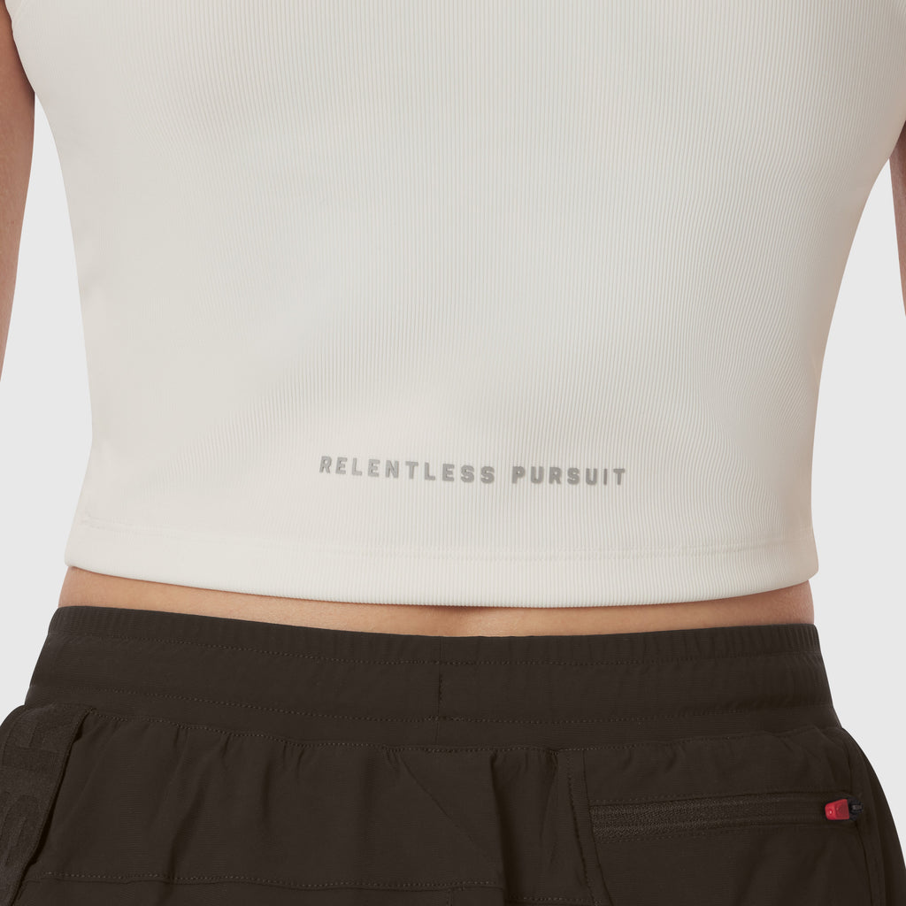 W023. LYCRA® Ribbed Mockneck Tank - Ivory Cream
