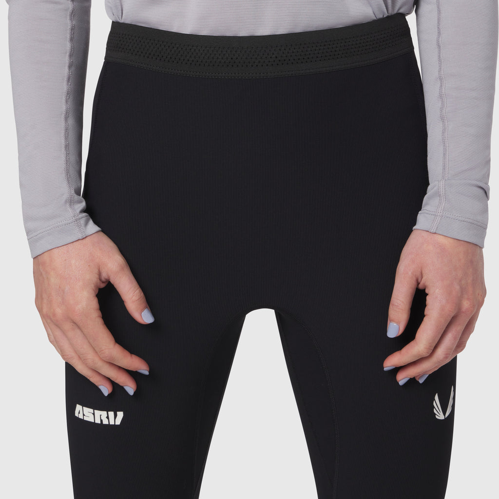 W055. Lycra® Ribbed Running Tight - Black
