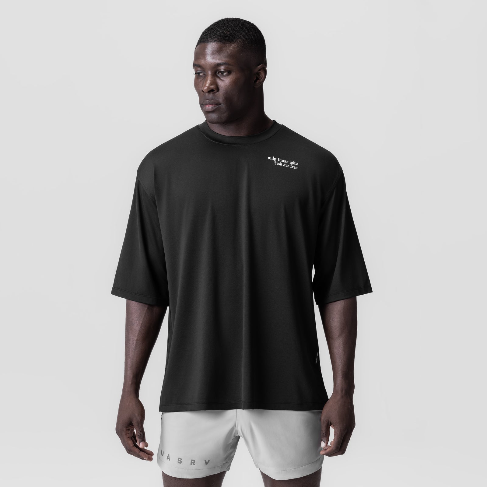 0841. 3D-Lite® 2.0 Lycra® 3/4-Sleeve Oversized Tee - Black "Brush Wings"