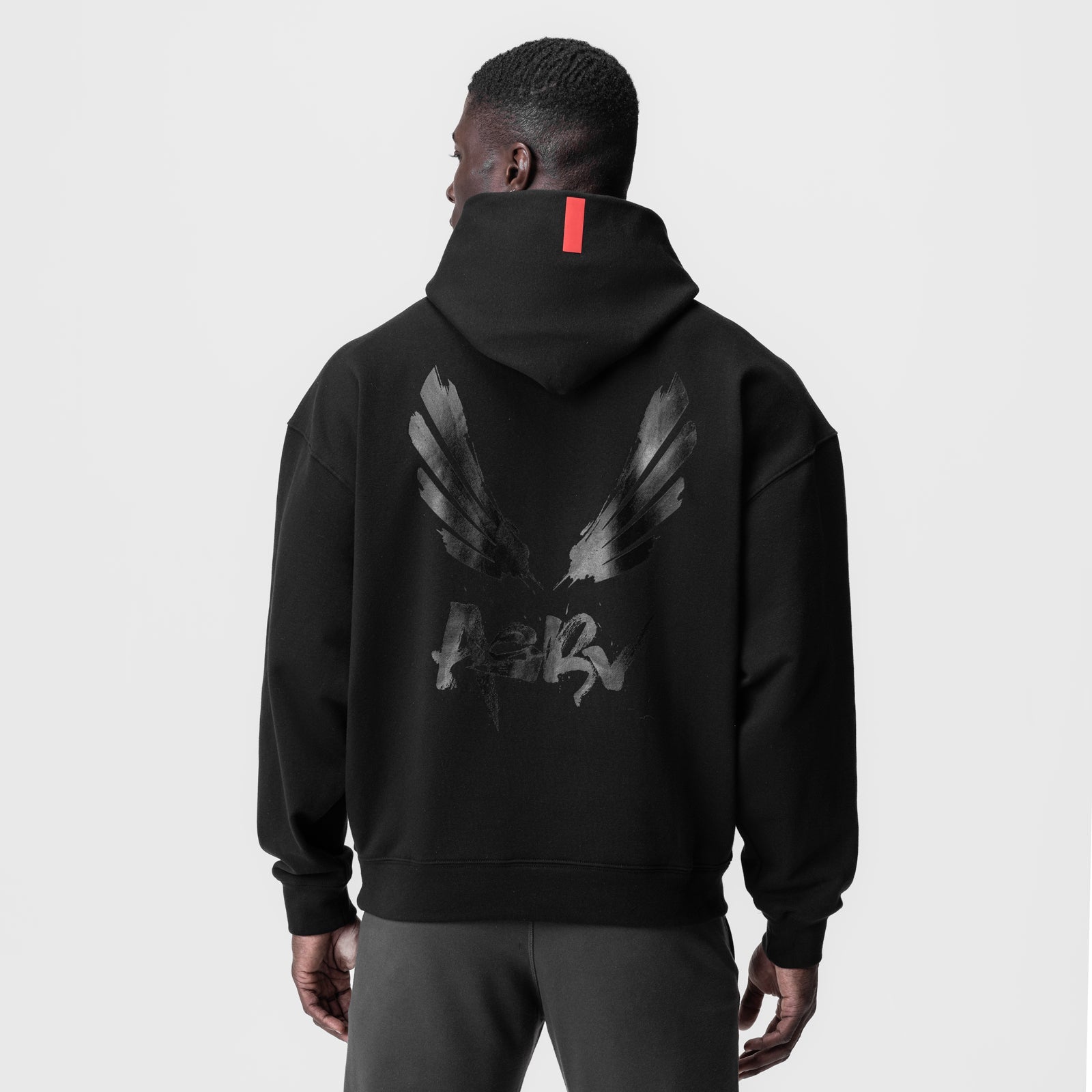 0874. Tech-Terry™ Zip Pocket Hoodie - Black/Black "Brush Wings/ASRV"