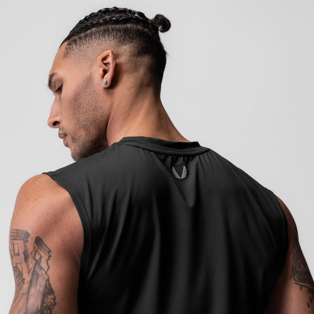 0757. AeroSilver® Cutoff Tank - Black "Box Logo"