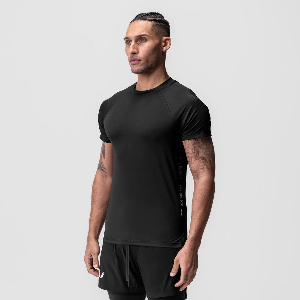 0918. AeroSilver® Fitted Tee - Black "OTWR"