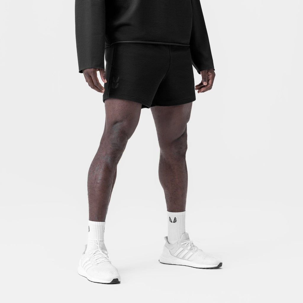 0954. Waffle Knit Sweat Short - Black